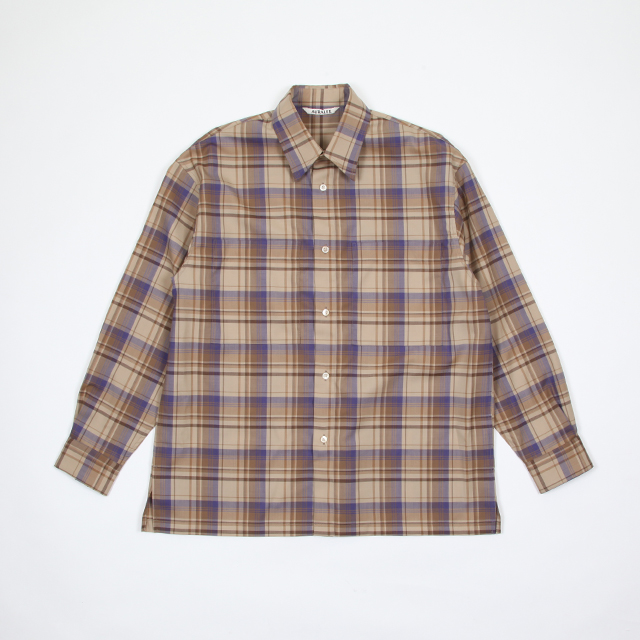 AURALEE SUPER LIGHT WOOL CHECK SHIRTS [A8AS01LC]｜Silver and Gold