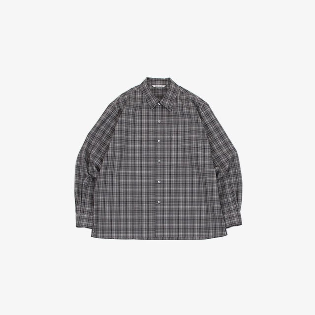 AURALEE WASHABLE SUPER LIGHT WOOL CHECK SHIRTS [A21SS01LC]