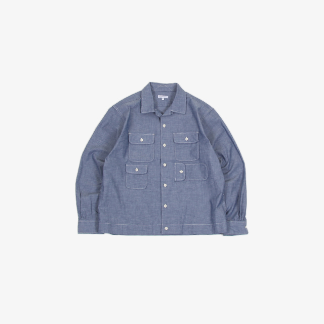 Engineered Garments Bowling Shirt - Cotton Chambray Blue [IK047]