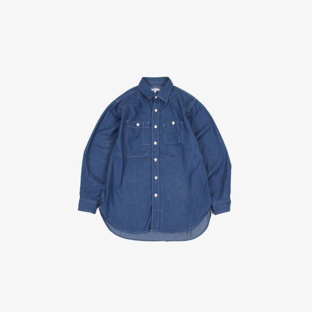 Engineered Garments Work Shirt – Cotton Denim Shirting Blue [KM031]