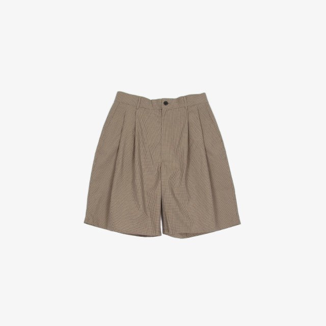 CAMIEL FORTGENTS PLEATED SUITPANTS SHORTS BROWN/GREEN CHECK [GP.01.06.06.02]