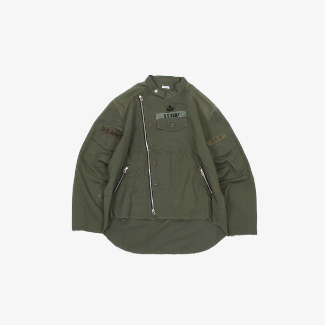 OLD PARK OVERSIZED RIDERS SHIRT MILITARY size:L [OP-413]