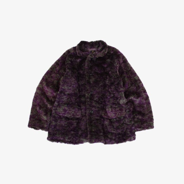 Needles  S.C. Car Coat – Faux Fur/Uneven Printed Purple/Green [LQ102]