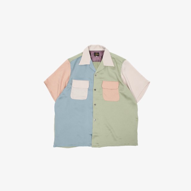 Needles S/S Classic Shirt – Poly Sateen / Multi Colour Light Tone [MR257]