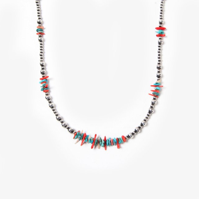 ERICKA NICOLAS BEGAY Navajo Pearl Necklace with Stone 60cm Silver