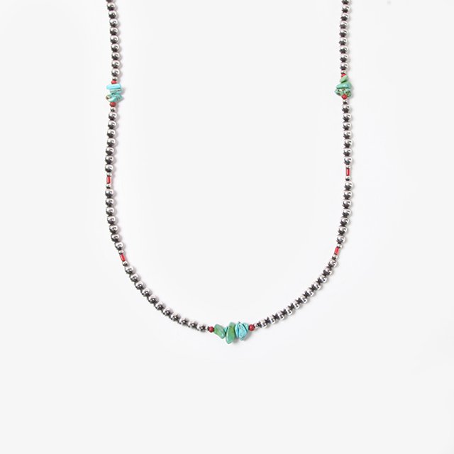 ERICKA NICOLAS BEGAY Navajo Pearl Necklace with Stone 60cm Silver