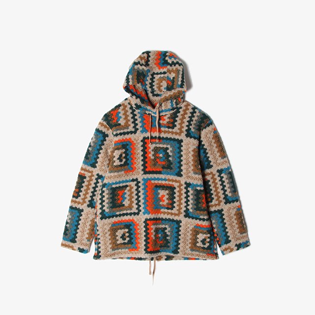 Engineered Garments  Long Sleeve Hoody – Poly Wool Crochet Knit Multi Color [NQ075]