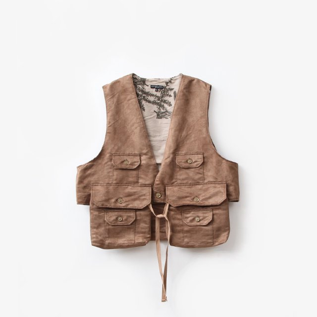 Engineered Garments  Fowl Vest – Polyester Fake Suede Khaki [NQ123]