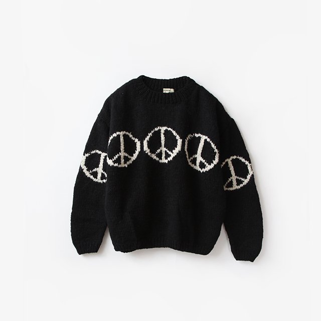niche. MacMahon Knitting Mills  Crew Neck Knit-Line Peace BLACK [F23-igk-09]