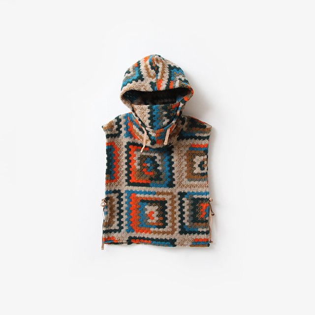 Engineered Garments  Hooded Interliner – Poly Wool Crochet Knit Multi Color [NQ071]
