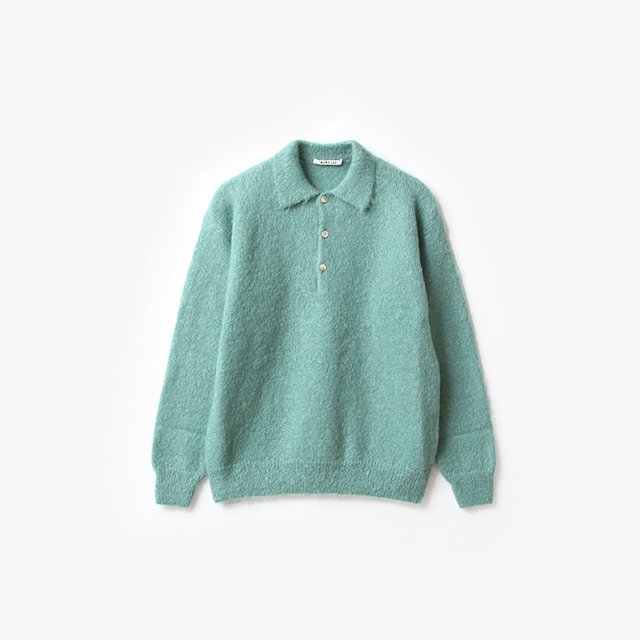 AURALEE  BRUSHED SUPER KID MOHAIR KNIT POLO [A23AP03KM]