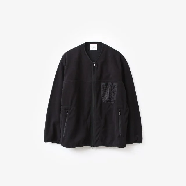 TheSoloist.  back gusset sleeve full zip fleece jacket.(solid) black [sc.0010SS24]