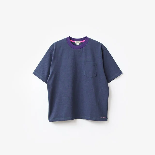 L.L.Bean  Union Short Sleeve Striped T-Shirt Purple x Green [4275-6063]