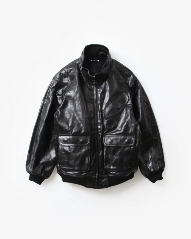 AURALEE LAMB LEATHER ZIP BLOUSON BLACK [A25AB01WX]