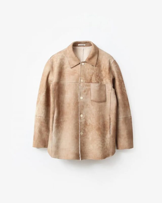 AURALEE MERINO MOUTON SHIRT BLOUSON BEIGE [A25AB01SM]