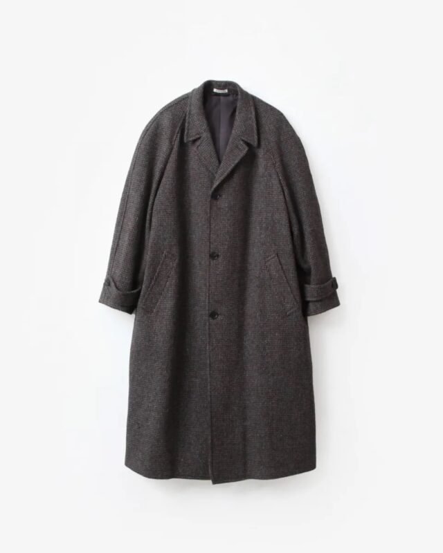 AURALEE ALPACA WOOL SILK TWEED SOUTIEN COLLAR COAT GRAY BROWN HAIRLINE [A25AC01LS]