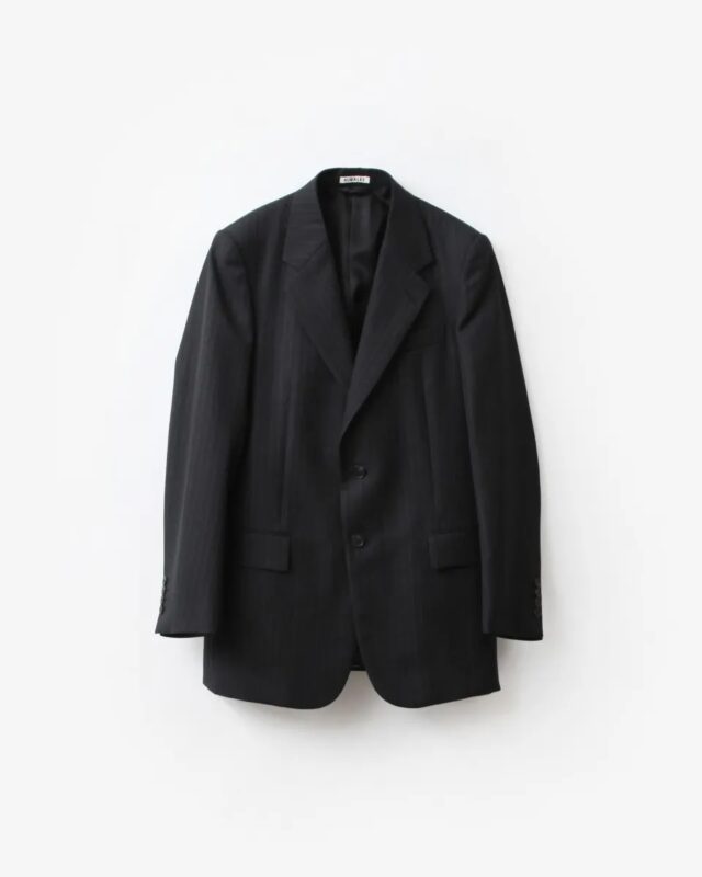 AURALEE BLUEFACED WOOL JACKET CHARCOAL NAVY STRIPE [A25AJ01BS]