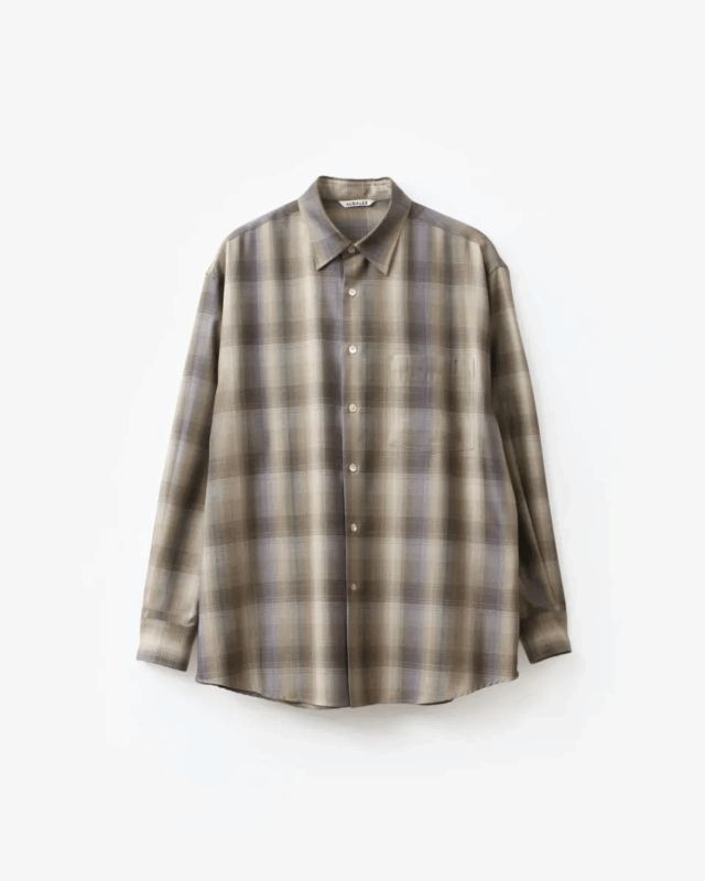 AURALEE SUPER LIGHT WOOL CHECK SHIRT [A25AS01LC]