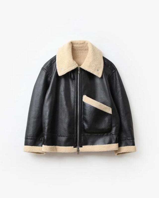 TAKAHIROMIYASHITATheSoloist. faux mouton flight jacket. black x beige [sj.0032AW25]