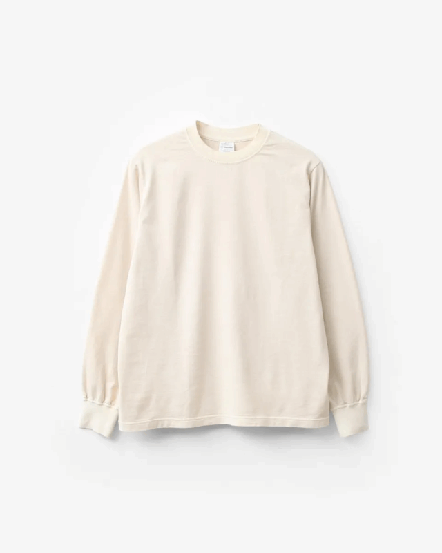 Yonetomi NEW BASIC  GARMENT DYED SOLID T-SHIRT Long Sleeve IVORY [95-262-005]