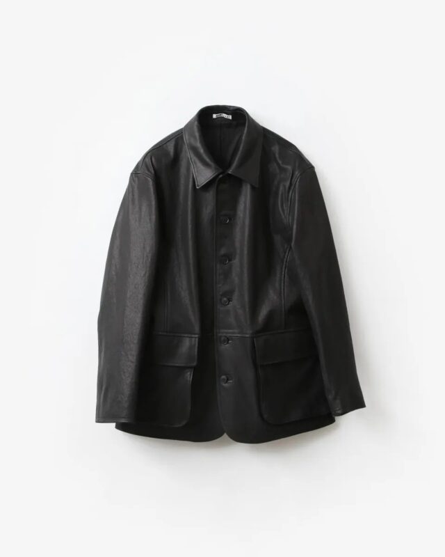 AURALEE TEXTURED LAMB LEATHER BLOUSON BLACK [A26SB01BL]