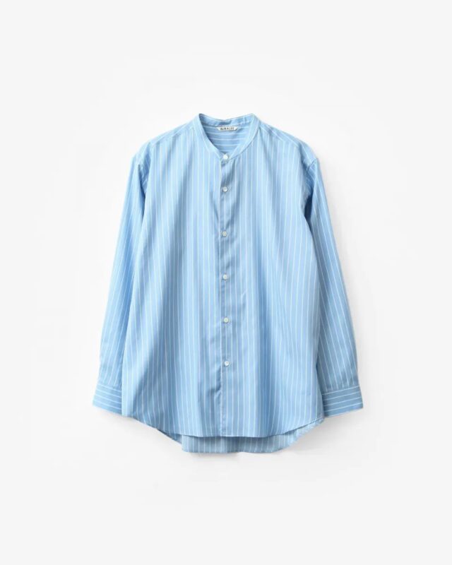 AURALEE COTTON SILK STRIPE STAND COLLAR SHIRT [A26SS02CS]
