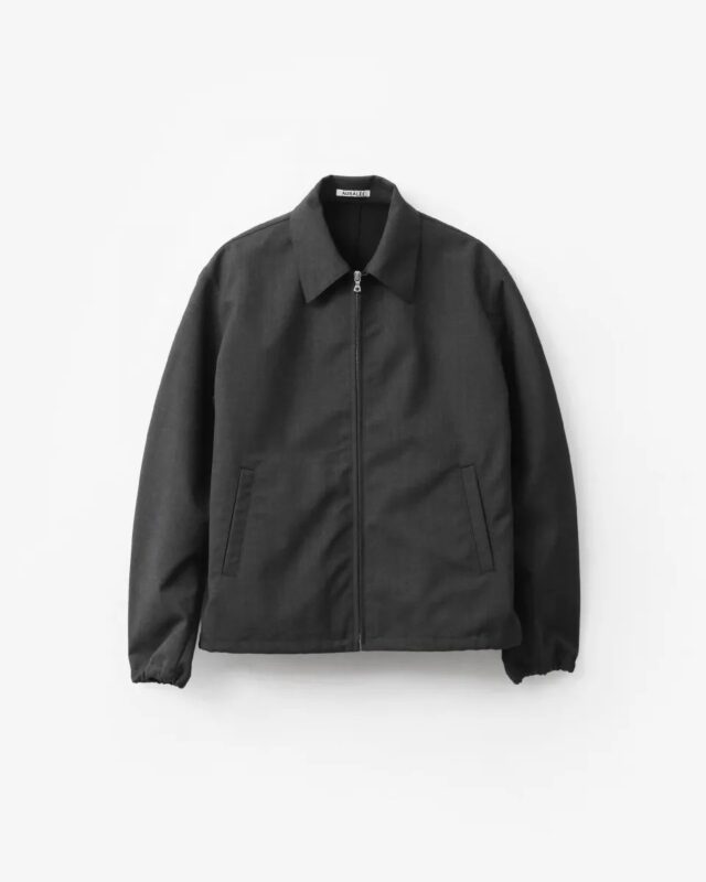 AURALEE BONDED TROPICAL WOOL ZIP BLOUSON TOP CHARCOAL [A26SB02WB]