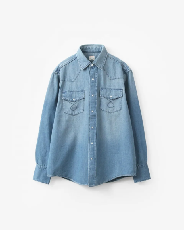 BIG MAC DENIM WESTERN SHIRTS INDIGO USED [BIG-223]