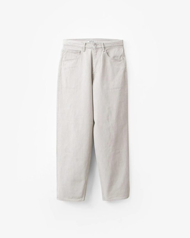 AURALEE FADED HARD TWIST BROWN DENIM WIDE PANTS LIGHT GRAY [A26SP02BD]