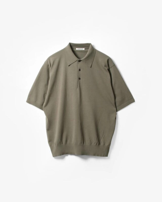 AURALEE GIZA HIGH GAUGE KNIT POLO [A26SP03KA]