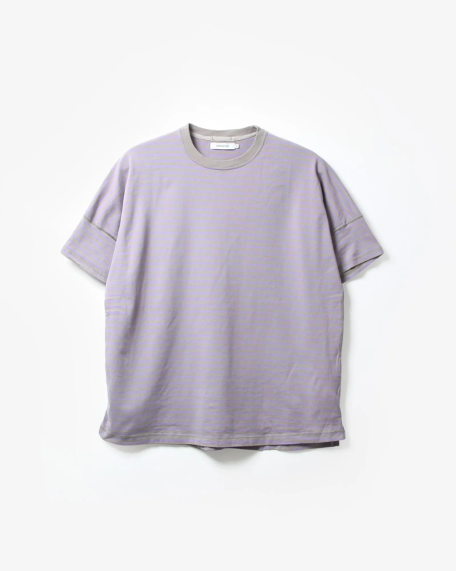 nonnative CLERK S/S TEE COTTON JERSEY BORDER GRAY×PURPLE [NN-C4817]