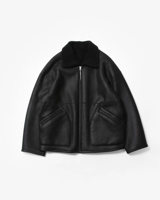 AURALEE MERINO MOUTON ZIP BLOUSON BLACK [A26AB01MM]