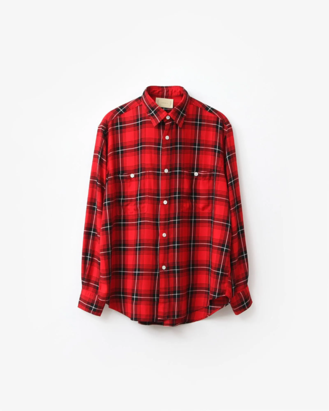 cantate  Lazy Luxe Rayon Shirt RED×BLACK [CA0602]