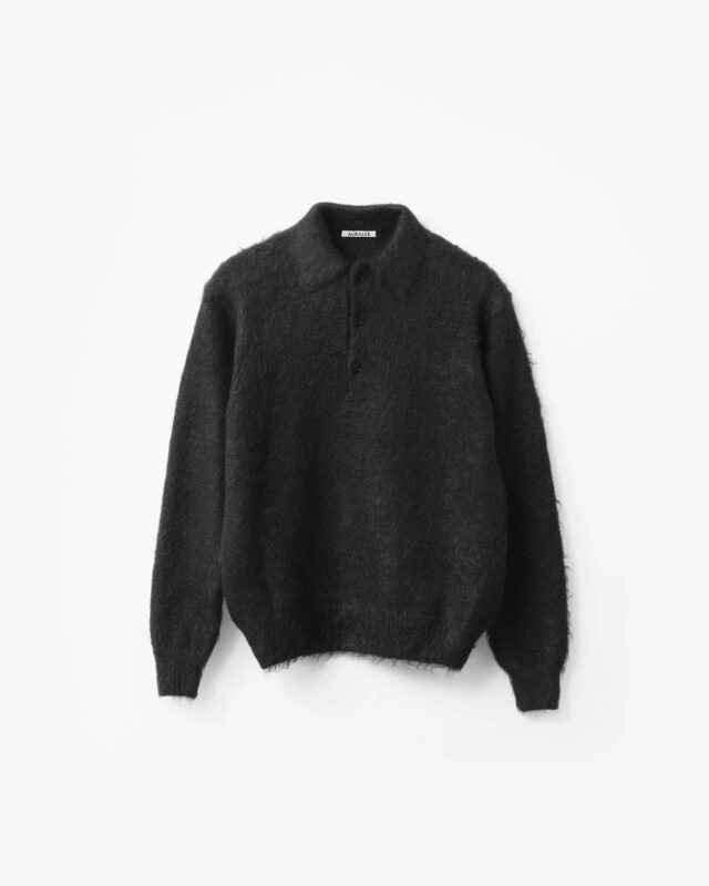 AURALEE BRUSHED SUPER KID MOHAIR KNIT POLO [A26AP01KM]