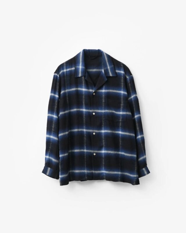 blurhms Cotton Rayon Ombre Open-collar Shirt L/S DarkNavy [BHS26F019Omb]