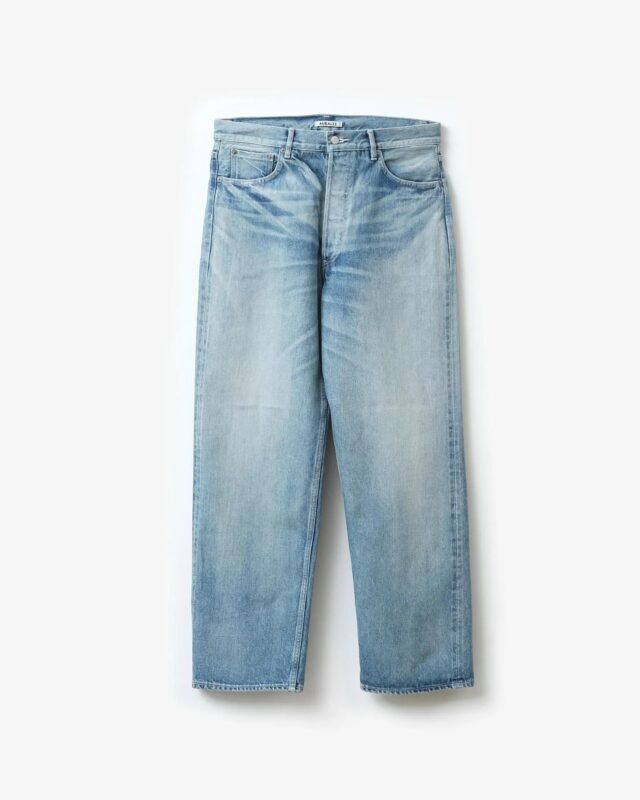 AURALEE SELVEDGE FADED HEAVY DENIM WIDE PANTS FADED INDIGO [A26AP02DH]
