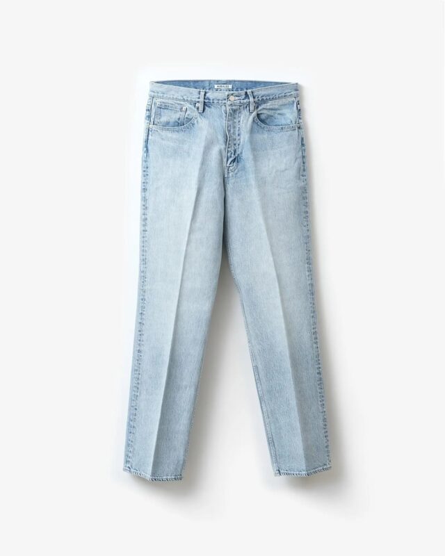 AURALEE FADED HEAVY DENIM CENTER-PLEATED PANTS [A26AP02PD]