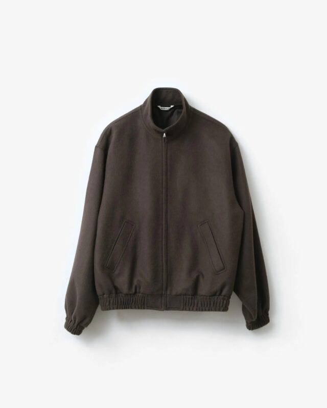 AURALEE BABY CAMEL FLANNEL ZIP BLOUSON DARK BROWN [A26AB03BF]