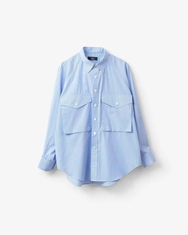 ensou. Big Raglan-sleeve Shirt Blue Stripe [E15S008]